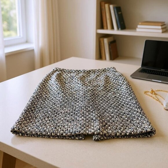Talbots Women’s Size 14 Tweed Wool Blend Pencil Skirt Blue Black Lined Career - Picture 3 of 14